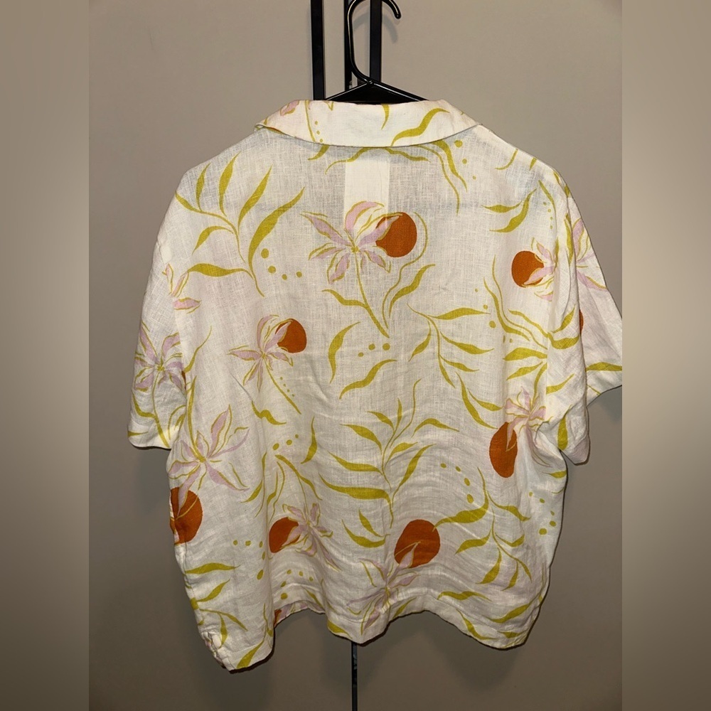 NWOT Calypso St Barth 100% Linen Women's Floral Button-Up Top Size XL - Picture 2 of 4